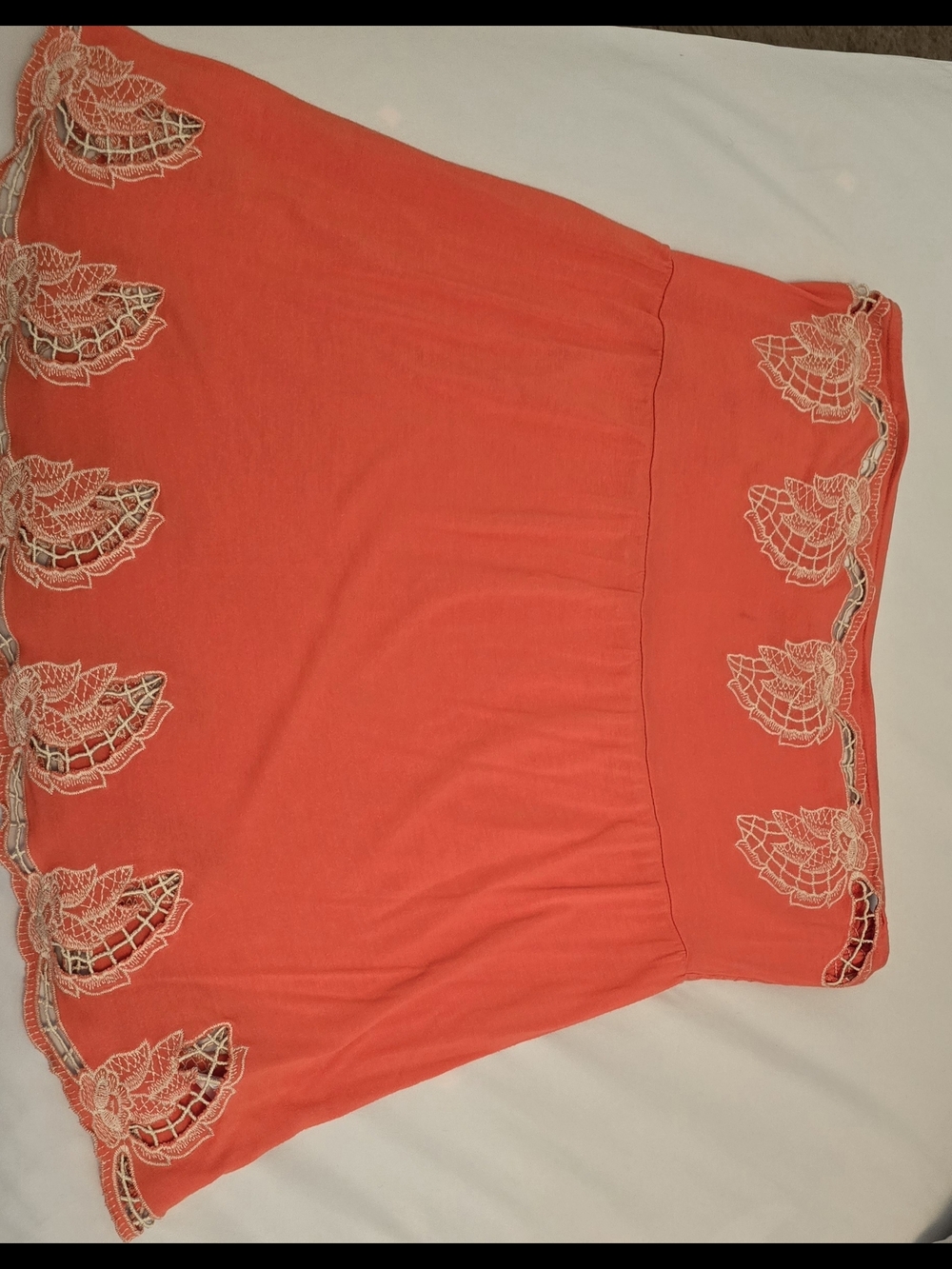 Forever 21 Coral Skirt with Cream Lace Trim